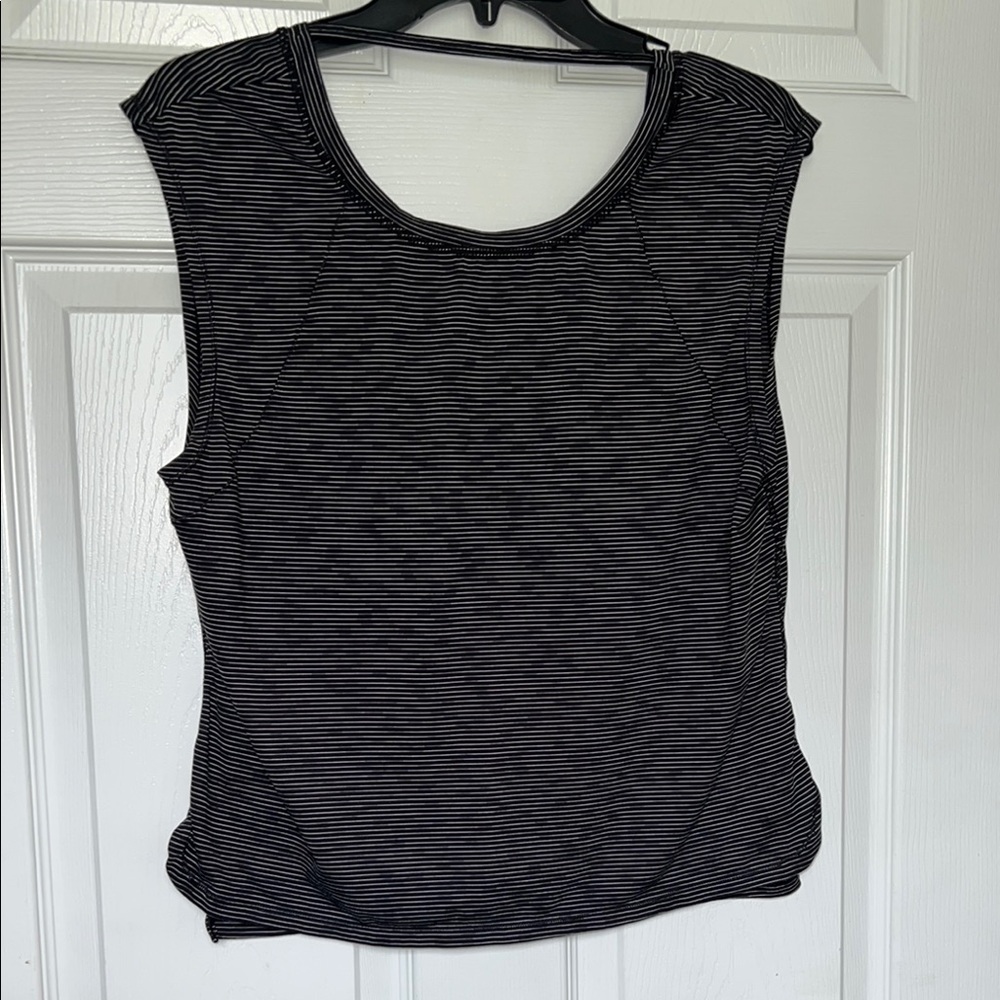 Black Striped Women's Workout Top Size M